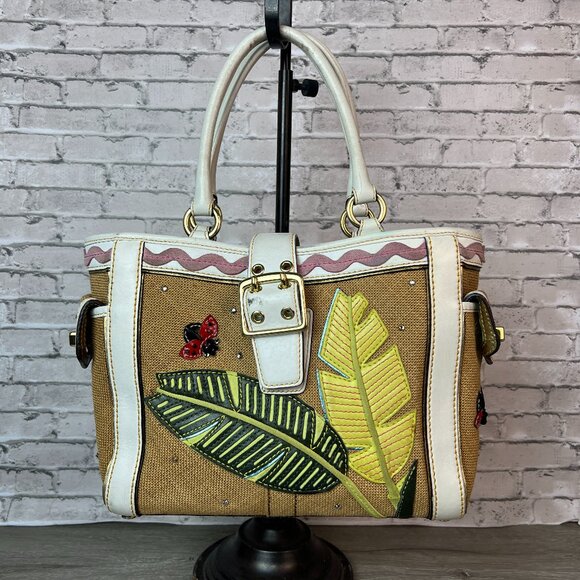 Rare Vintage Y2k Ladybug Coach Canvas Applique White Leather with Ladybug 4439 - Picture 1 of 10